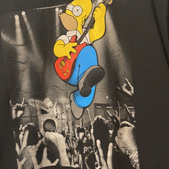 Fox’s The Simpsons Homer Simpson Playing Guitar w/Bart On Drums Men’s Large Tee - Picture 2 of 5